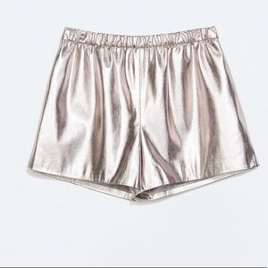 Zara Metallic Faux Leather Shorts